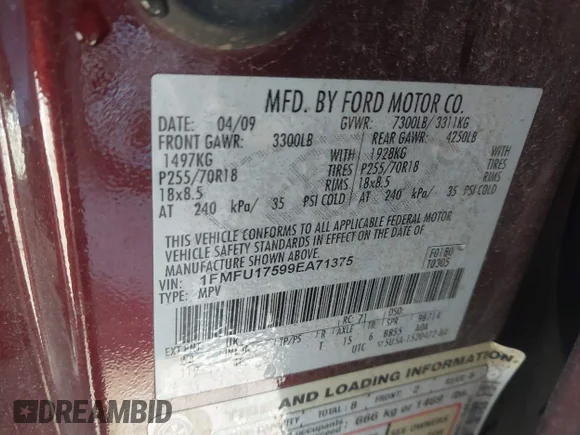 ✅ 2009 Ford Expedition Eddie Bauer • VIN: 1FMFU17599EA71375 • Lot: 44185833. Wystawiony na IAAI z przebiegiem 183 469 mil. Bezpłatny archiwum sprzedaży aukcyjnych z USA i szczegółowy raport historii pojazdu na DreamBid. Zdjęcie 9.