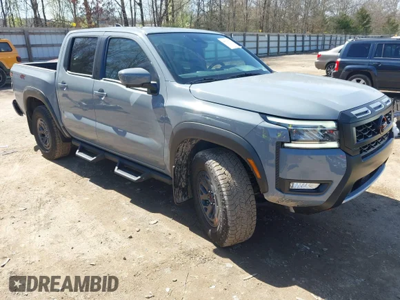 ✅ 2025 Nissan Frontier Pro-4X • VIN: 1N6ED1EK4SN648101 • Lot: 44579072. Listed on IAAI with 10,254 mi. Free auction sales archive from the USA and detailed vehicle history report at DreamBid. Image 1.