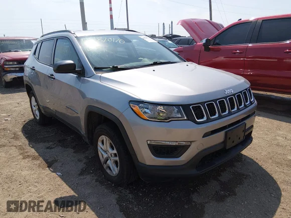 ✅ 2018 Jeep Compass Sport • VIN: 3C4NJDAB2JT100972 • Lot: 44820170. Wystawiony na IAAI z przebiegiem 90 457 mil. Bezpłatny archiwum sprzedaży aukcyjnych z USA i szczegółowy raport historii pojazdu na DreamBid. Zdjęcie 1.