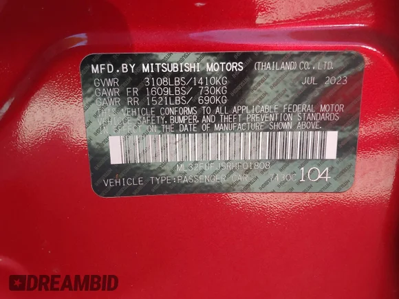 ✅ 2024 Mitsubishi Mirage ES • VIN: ML32FUFJ5RHF01808 • Lot: 41655059. Wystawiony na IAAI z przebiegiem 21 359 mil. Bezpłatny archiwum sprzedaży aukcyjnych z USA i szczegółowy raport historii pojazdu na DreamBid. Zdjęcie 9.