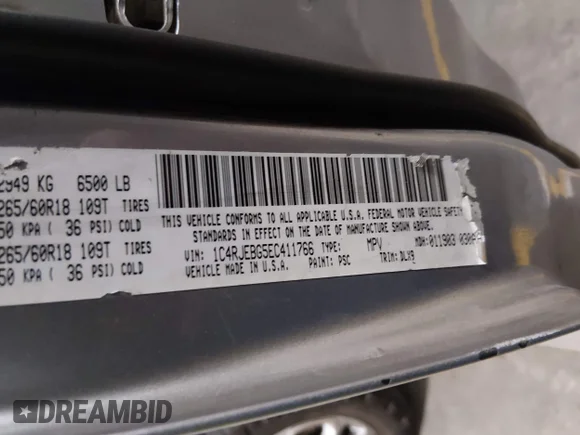 ✅ 2014 Jeep Grand Cherokee Limited • VIN: 1C4RJEBG5EC411766 • Лот: 45116929. Опубліковано раніше на IAAI з пробігом 148 325 миль. Безкоштовний доступ до архіву аукціонних продажів зі США та докладний звіт про історію автомобіля на DreamBid. Зображення 9.