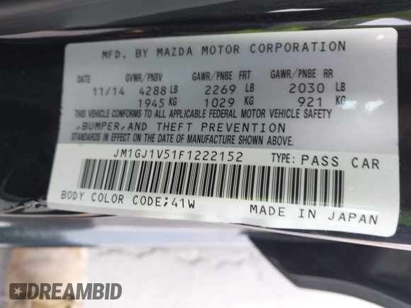 ✅ 2015 Mazda 6 i Touring • VIN: JM1GJ1V51F1222152 • Lot: 44716364. Wystawiony na IAAI z przebiegiem 84 305 mil. Bezpłatny archiwum sprzedaży aukcyjnych z USA i szczegółowy raport historii pojazdu na DreamBid. Zdjęcie 9.