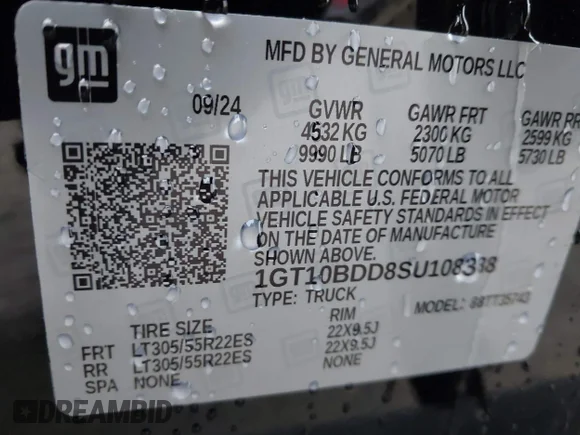 ✅ 2025 GMC HUMMER EV Pickup 2X • VIN: 1GT10BDD8SU108388 • Лот: 43995160. Опубліковано раніше на IAAI з пробігом 19 812 миль. Безкоштовний доступ до архіву аукціонних продажів зі США та докладний звіт про історію автомобіля на DreamBid. Зображення 9.