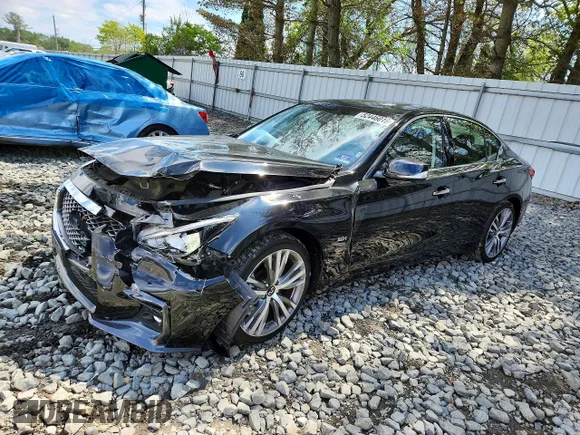 ✅ 2019 Infiniti Q50 Luxe • VIN: JN1EV7AR1KM591760 • Lot: 52446016. Listed on Copart with 62,636 mi. Free auction sales archive from the USA and detailed vehicle history report at DreamBid. Image 1.