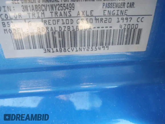 ✅ 2022 Nissan Sentra SV • VIN: 3N1AB8CV1NY255499 • Lot: 43989093. Wystawiony na IAAI z przebiegiem 56 694 mil. Bezpłatny archiwum sprzedaży aukcyjnych z USA i szczegółowy raport historii pojazdu na DreamBid. Zdjęcie 9.