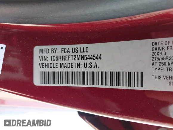 ✅ 2021 Ram 1500 Lone Star • VIN: 1C6RREFT2MN544544 • Lot: 43158500. Listed on IAAI with 60,130 mi. Free auction sales archive from the USA and detailed vehicle history report at DreamBid. Image 9.