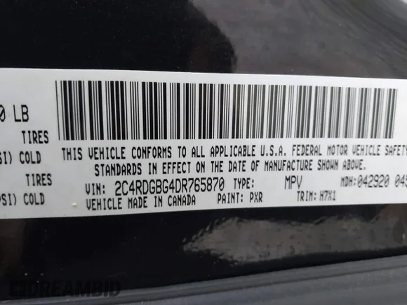 ✅ 2013 Dodge Grand Caravan SE • VIN: 2C4RDGBG4DR765870 • Lot: 43739961. Wystawiony na IAAI z przebiegiem 154 910 mil. Bezpłatny archiwum sprzedaży aukcyjnych z USA i szczegółowy raport historii pojazdu na DreamBid. Zdjęcie 9.