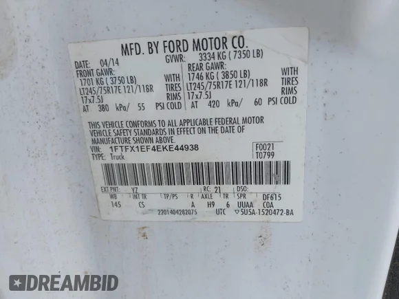 ✅ 2014 Ford F-150 XL • VIN: 1FTFX1EF4EKE44938 • Лот: 42600204. Опубліковано раніше на IAAI з пробігом 262 111 миль. Безкоштовний доступ до архіву аукціонних продажів зі США та докладний звіт про історію автомобіля на DreamBid. Зображення 9.