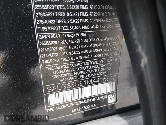 ✅ 2021 Land Rover Range Rover P525 Westminster • VIN: SALGS5SE1MA416842 • Lot: 45105267. Wystawiony na IAAI z przebiegiem 77 472 mil. Bezpłatny archiwum sprzedaży aukcyjnych z USA i szczegółowy raport historii pojazdu na DreamBid. Zdjęcie 9.