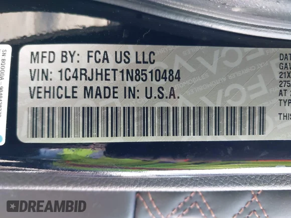✅ 2022 Jeep Grand Cherokee Summit • VIN: 1C4RJHET1N8510484 • Lot: 43466239. Wystawiony na IAAI z przebiegiem 134 845 mil. Bezpłatny archiwum sprzedaży aukcyjnych z USA i szczegółowy raport historii pojazdu na DreamBid. Zdjęcie 9.