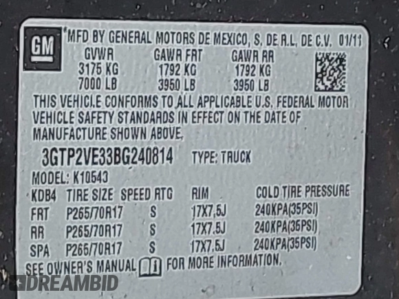 ✅ 2011 GMC Sierra 1500 SLE • VIN: 3GTP2VE33BG240814 • Lot: 43734511. Wystawiony na IAAI z przebiegiem 132 810 mil. Bezpłatny archiwum sprzedaży aukcyjnych z USA i szczegółowy raport historii pojazdu na DreamBid. Zdjęcie 9.