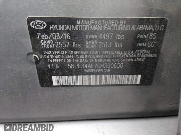 ✅ 2016 Hyundai Sonata Sport • VIN: 5NPE34AF7GH390650 • Lot: 44403942. Wystawiony na IAAI z przebiegiem 112 317 mil. Bezpłatny archiwum sprzedaży aukcyjnych z USA i szczegółowy raport historii pojazdu na DreamBid. Zdjęcie 9.