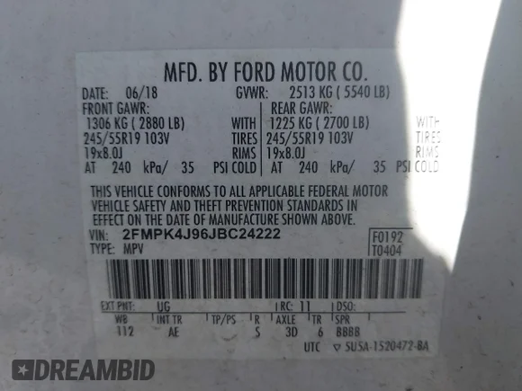 ✅ 2018 Ford Edge SEL • VIN: 2FMPK4J96JBC24222 • Lot: 43102594. Wystawiony na IAAI z przebiegiem 134 406 mil. Bezpłatny archiwum sprzedaży aukcyjnych z USA i szczegółowy raport historii pojazdu na DreamBid. Zdjęcie 9.