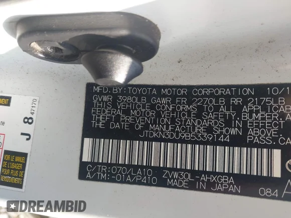 ✅ 2011 Toyota Prius I • VIN: JTDKN3DU9B5339144 • Lot: 43124405. Wystawiony na IAAI z przebiegiem 213 765 mil. Bezpłatny archiwum sprzedaży aukcyjnych z USA i szczegółowy raport historii pojazdu na DreamBid. Zdjęcie 9.