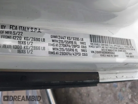 ✅ 2022 Ram ProMaster City Cargo Tradesman • VIN: ZFBHRFAB0N6W95843 • Lot: 45140948. Wystawiony na IAAI z przebiegiem 48 223 mil. Bezpłatny archiwum sprzedaży aukcyjnych z USA i szczegółowy raport historii pojazdu na DreamBid. Zdjęcie 9.