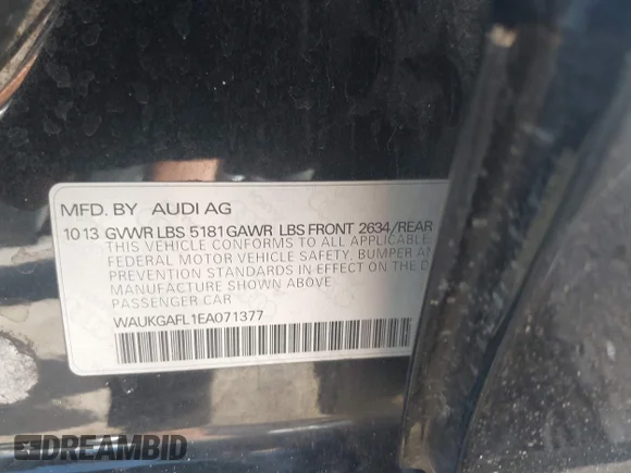 ✅ 2014 Audi S4 Prestige • VIN: WAUKGAFL1EA071377 • Lot: 44618710. Wystawiony na IAAI z przebiegiem 87 462 mil. Bezpłatny archiwum sprzedaży aukcyjnych z USA i szczegółowy raport historii pojazdu na DreamBid. Zdjęcie 9.