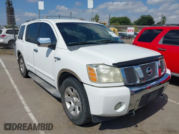 ✅ 2004 Nissan Armada LE • VIN: 5N1AA08A94N703552 • Lot: 43268709. Listed on IAAI with 176,951 mi. Free auction sales archive from the USA and detailed vehicle history report at DreamBid. Image 1.