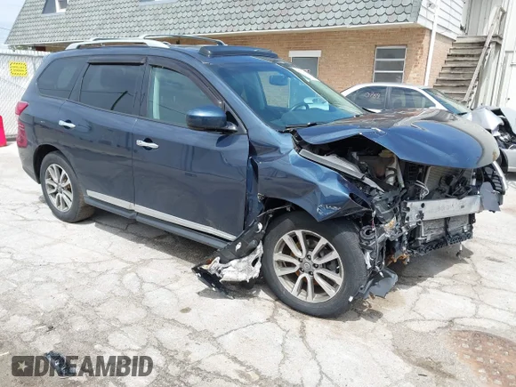 ✅ 2013 Nissan Pathfinder Platinum • VIN: 5N1AR2MM7DC663262 • Lot: 45026574. Listed on IAAI with 114,033 mi. Free auction sales archive from the USA and detailed vehicle history report at DreamBid. Image 1.