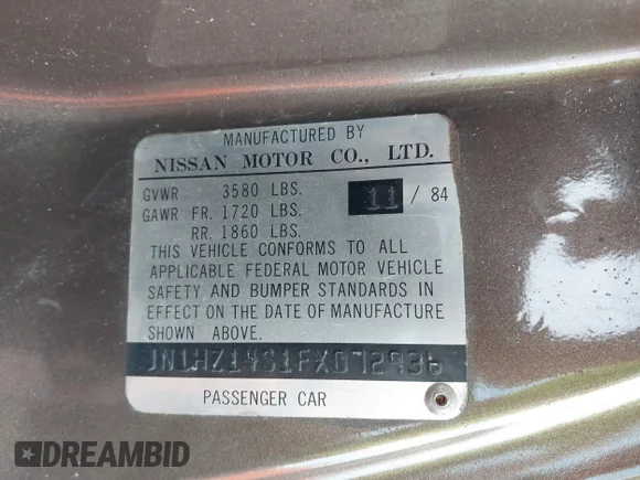 ✅ 1985 Nissan 300ZX • VIN: JN1HZ14S1FX072936 • Lot: 43640606. Wystawiony na IAAI z przebiegiem 116 309 mil. Bezpłatny archiwum sprzedaży aukcyjnych z USA i szczegółowy raport historii pojazdu na DreamBid. Zdjęcie 9.