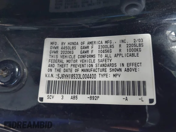 ✅ 2003 Honda Element EX • VIN: 5J6YH18533L004400 • Лот: 41430182. Опубліковано раніше на IAAI з пробігом 295 632 миль. Безкоштовний доступ до архіву аукціонних продажів зі США та докладний звіт про історію автомобіля на DreamBid. Зображення 9.
