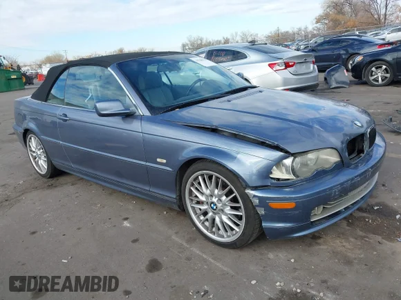 ✅ 2003 BMW 3 Series 330Ci • VIN: WBABS53433JU98558 • Lot: 43768138. Listed on IAAI with 156,602 mi. Free auction sales archive from the USA and detailed vehicle history report at DreamBid. Image 1.