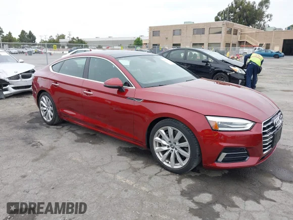 ✅ 2018 Audi A5 Sportback Premium • VIN: WAUANCF50JA046317 • Lot: 45432758. Listed on IAAI with 22,802 mi. Free auction sales archive from the USA and detailed vehicle history report at DreamBid. Image 1.