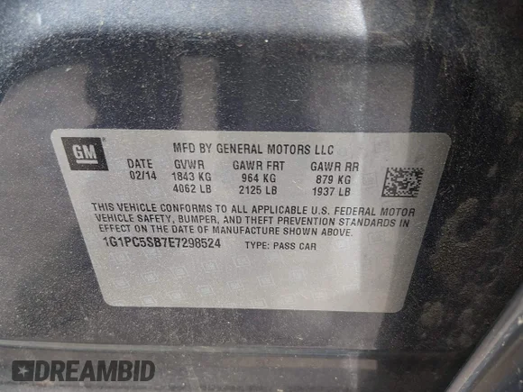 ✅ 2014 Chevrolet Cruze 1LT • VIN: 1G1PC5SB7E7298524 • Лот: 45270941. Опубліковано раніше на IAAI з пробігом 99 651 миль. Безкоштовний доступ до архіву аукціонних продажів зі США та докладний звіт про історію автомобіля на DreamBid. Зображення 9.