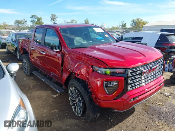✅ 2025 GMC Canyon 4WD Denali • VIN: 1GTP2FEK5S1199050 • Lot: 43482950. Listed on IAAI with 3,643 mi. Free auction sales archive from the USA and detailed vehicle history report at DreamBid. Image 1.