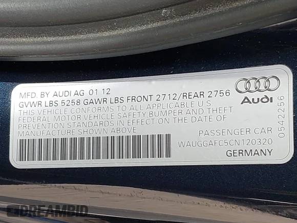 ✅ 2012 Audi A6 Premium Plus • VIN: WAUGGAFC5CN120320 • Лот: 42559276. Опубліковано раніше на IAAI з пробігом 106 261 миль. Безкоштовний доступ до архіву аукціонних продажів зі США та докладний звіт про історію автомобіля на DreamBid. Зображення 9.