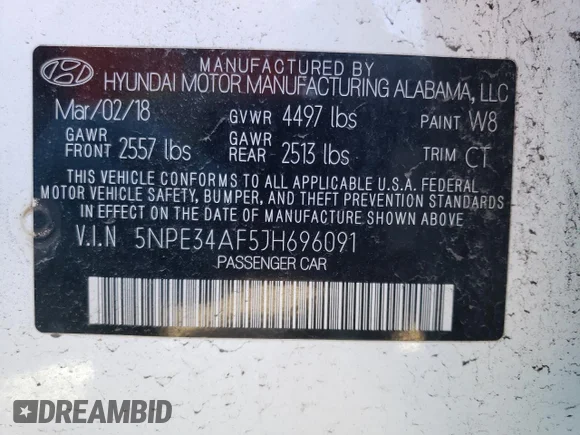 ✅ 2018 Hyundai Sonata Limited • VIN: 5NPE34AF5JH696091 • Лот: 44970923. Опубликован ранее на Copart с пробегом 32 635 миль. Бесплатный доступ к архиву аукционных продаж из США и подробный отчёт об истории автомобиля на DreamBid. Изображение 12.
