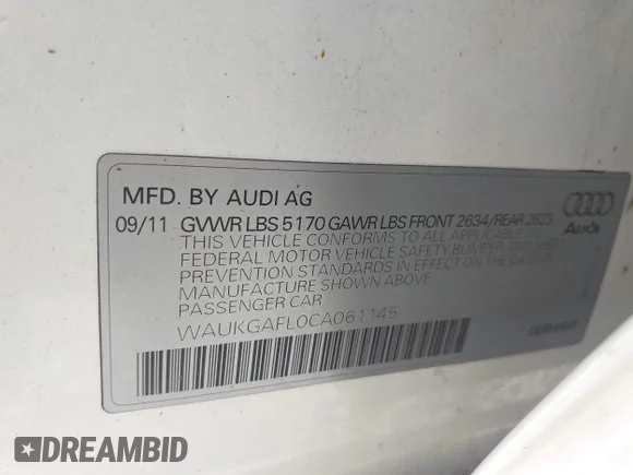 ✅ 2012 Audi S4 Prestige • VIN: WAUKGAFL0CA061145 • Лот: 43089698. Опубліковано раніше на IAAI з пробігом 92 390 миль. Безкоштовний доступ до архіву аукціонних продажів зі США та докладний звіт про історію автомобіля на DreamBid. Зображення 9.
