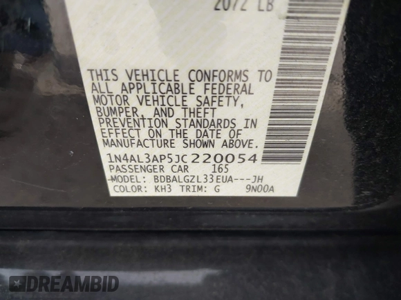 ✅ 2018 Nissan Altima SR • VIN: 1N4AL3AP5JC220054 • Lot: 44156785. Wystawiony na IAAI z przebiegiem 47 621 mil. Bezpłatny archiwum sprzedaży aukcyjnych z USA i szczegółowy raport historii pojazdu na DreamBid. Zdjęcie 9.