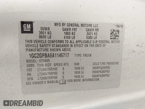 ✅ 2010 Chevrolet Express Cargo • VIN: 1GCZGFBA6A1146717 • Lot: 43612521. Wystawiony na IAAI z przebiegiem 132 580 mil. Bezpłatny archiwum sprzedaży aukcyjnych z USA i szczegółowy raport historii pojazdu na DreamBid. Zdjęcie 9.