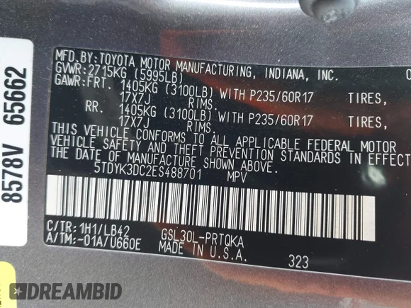✅ 2014 Toyota Sienna XLE • VIN: 5TDYK3DC2ES488701 • Лот: 45025748. Опубліковано раніше на IAAI з пробігом 177 720 миль. Безкоштовний доступ до архіву аукціонних продажів зі США та докладний звіт про історію автомобіля на DreamBid. Зображення 9.