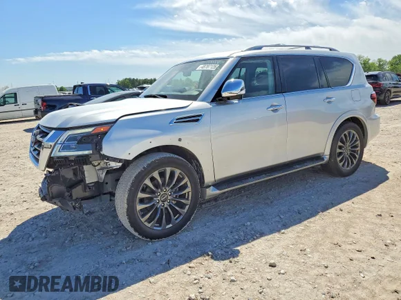 ✅ 2023 Nissan Armada Platinum • VIN: JN8AY2CC8P9184161 • Лот: 48787126. Опубликован ранее на Copart с пробегом 24 766 миль. Бесплатный доступ к архиву аукционных продаж из США и подробный отчёт об истории автомобиля на DreamBid. Изображение 1.