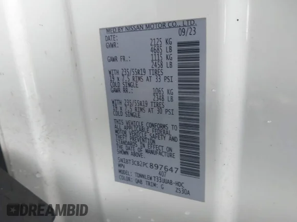 ✅ 2023 Nissan Rogue SL • VIN: 5N1BT3CB2PC897647 • Lot: 44768702. Wystawiony na IAAI z przebiegiem 39 044 mil. Bezpłatny archiwum sprzedaży aukcyjnych z USA i szczegółowy raport historii pojazdu na DreamBid. Zdjęcie 9.