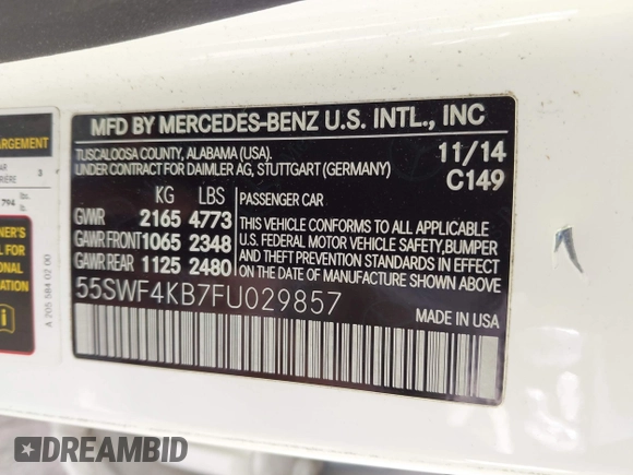 ✅ 2015 Mercedes-Benz C 300 Luxury • VIN: 55SWF4KB7FU029857 • Lot: 43403261. Wystawiony na IAAI z przebiegiem Nie podano. Bezpłatny archiwum sprzedaży aukcyjnych z USA i szczegółowy raport historii pojazdu na DreamBid. Zdjęcie 9.