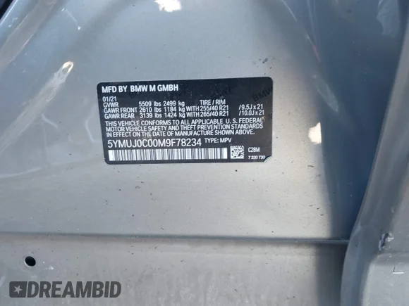 ✅ 2021 BMW X4 M • VIN: 5YMUJ0C00M9F78234 • Lot: 43448669. Wystawiony na IAAI z przebiegiem Nie podano. Bezpłatny archiwum sprzedaży aukcyjnych z USA i szczegółowy raport historii pojazdu na DreamBid. Zdjęcie 9.