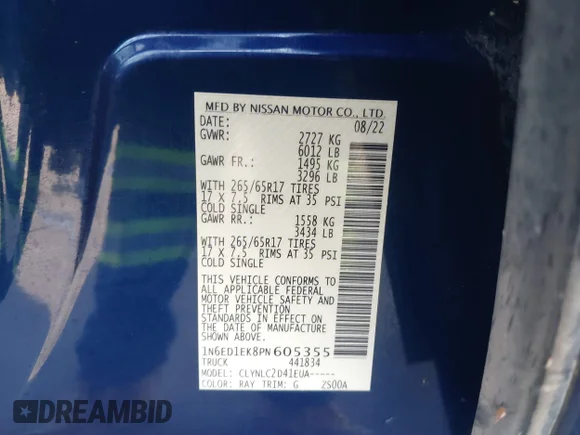 ✅ 2023 Nissan Frontier SV • VIN: 1N6ED1EK8PN605355 • Lot: 44197385. Wystawiony na IAAI z przebiegiem 68 334 mil. Bezpłatny archiwum sprzedaży aukcyjnych z USA i szczegółowy raport historii pojazdu na DreamBid. Zdjęcie 9.