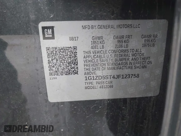 ✅ 2018 Chevrolet Malibu LT • VIN: 1G1ZD5ST4JF123758 • Lot: 44569604. Wystawiony na IAAI z przebiegiem 145 272 mil. Bezpłatny archiwum sprzedaży aukcyjnych z USA i szczegółowy raport historii pojazdu na DreamBid. Zdjęcie 9.