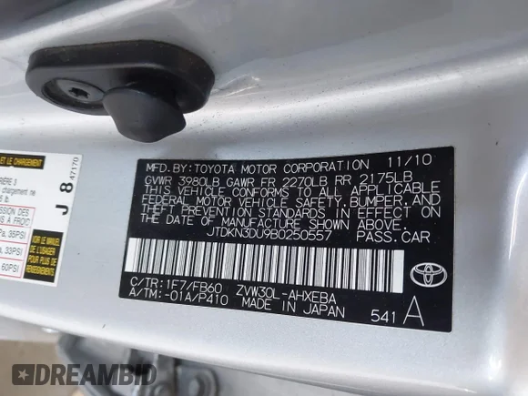 ✅ 2011 Toyota Prius II • VIN: JTDKN3DU9B0250557 • Lot: 44795036. Wystawiony na IAAI z przebiegiem 247 237 mil. Bezpłatny archiwum sprzedaży aukcyjnych z USA i szczegółowy raport historii pojazdu na DreamBid. Zdjęcie 9.