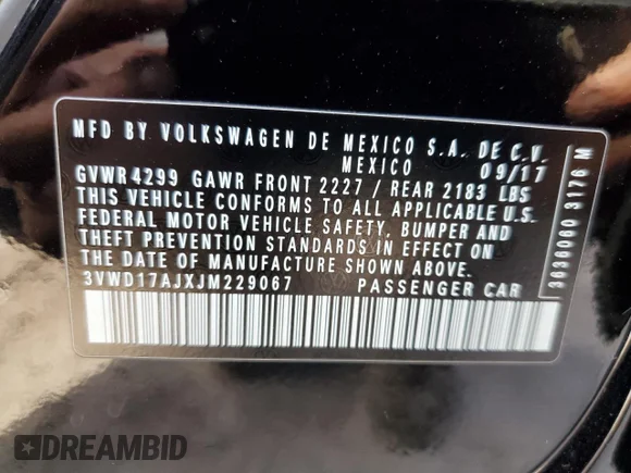 ✅ 2018 Volkswagen Jetta SE Sport • VIN: 3VWD17AJXJM229067 • Лот: 69918042. Опубліковано раніше на Copart з пробігом 58 979 миль. Безкоштовний доступ до архіву аукціонних продажів зі США та докладний звіт про історію автомобіля на DreamBid. Зображення 12.