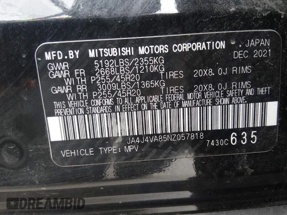 ✅ 2022 Mitsubishi Outlander SEL • VIN: JA4J4VA85NZ057818 • Лот: 43625236. Опубліковано раніше на IAAI з пробігом 112 153 миль. Безкоштовний доступ до архіву аукціонних продажів зі США та докладний звіт про історію автомобіля на DreamBid. Зображення 9.