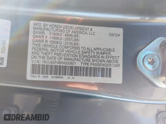 ✅ 2024 Acura TLX Technology • VIN: 19UUB5F48RA000601 • Lot: 43332681. Wystawiony na IAAI z przebiegiem 28 644 mil. Bezpłatny archiwum sprzedaży aukcyjnych z USA i szczegółowy raport historii pojazdu na DreamBid. Zdjęcie 9.