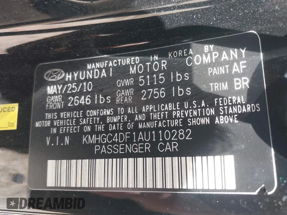✅ 2010 Hyundai Genesis • VIN: KMHGC4DF1AU110282 • Lot: 41991395. Wystawiony na IAAI z przebiegiem 135 782 mil. Bezpłatny archiwum sprzedaży aukcyjnych z USA i szczegółowy raport historii pojazdu na DreamBid. Zdjęcie 9.