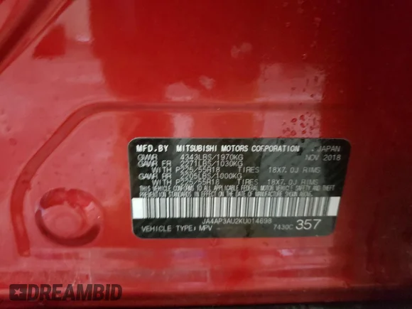 ✅ 2019 Mitsubishi Outlander ES • VIN: JA4AP3AU2KU014698 • Lot: 42927693. Wystawiony na Copart z przebiegiem 50 018 mil. Bezpłatny archiwum sprzedaży aukcyjnych z USA i szczegółowy raport historii pojazdu na DreamBid. Zdjęcie 13.