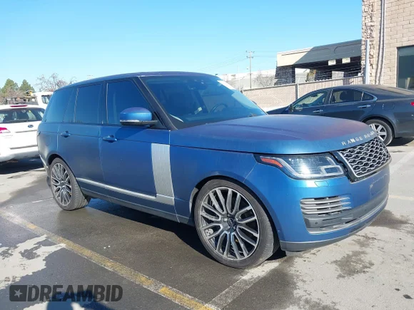 ✅ 2018 Land Rover Range Rover • VIN: SALGS2RE0JA389858 • Lot: 44140808. Listed on IAAI with 81,521 mi. Free auction sales archive from the USA and detailed vehicle history report at DreamBid. Image 1.