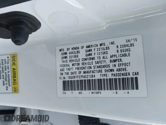 ✅ 2015 Acura TLX Technology • VIN: 19UUB1F57FA021064 • Лот: 45388829. Опубликован ранее на IAAI с пробегом Не указан. Бесплатный доступ к архиву аукционных продаж из США и подробный отчёт об истории автомобиля на DreamBid. Изображение 9.