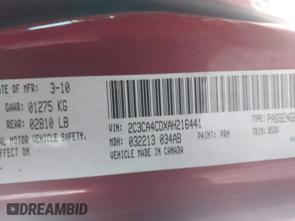✅ 2010 Chrysler 300 Touring • VIN: 2C3CA4CDXAH216441 • Lot: 44165395. Wystawiony na IAAI z przebiegiem 162 547 mil. Bezpłatny archiwum sprzedaży aukcyjnych z USA i szczegółowy raport historii pojazdu na DreamBid. Zdjęcie 9.
