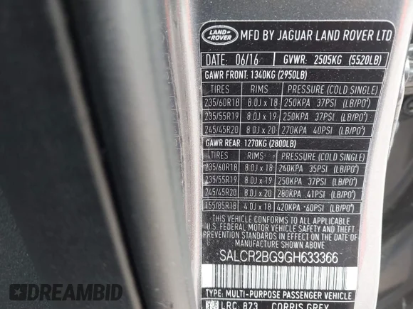 ✅ 2016 Land Rover Discovery Sport HSE • VIN: SALCR2BG9GH633366 • Лот: 44782131. Опубліковано раніше на IAAI з пробігом 108 780 миль. Безкоштовний доступ до архіву аукціонних продажів зі США та докладний звіт про історію автомобіля на DreamBid. Зображення 9.